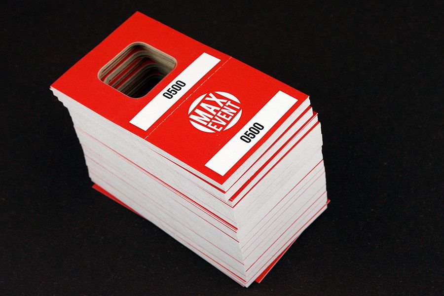 goedkope vestiairebonnen met opdruk van het logo van Maxevent